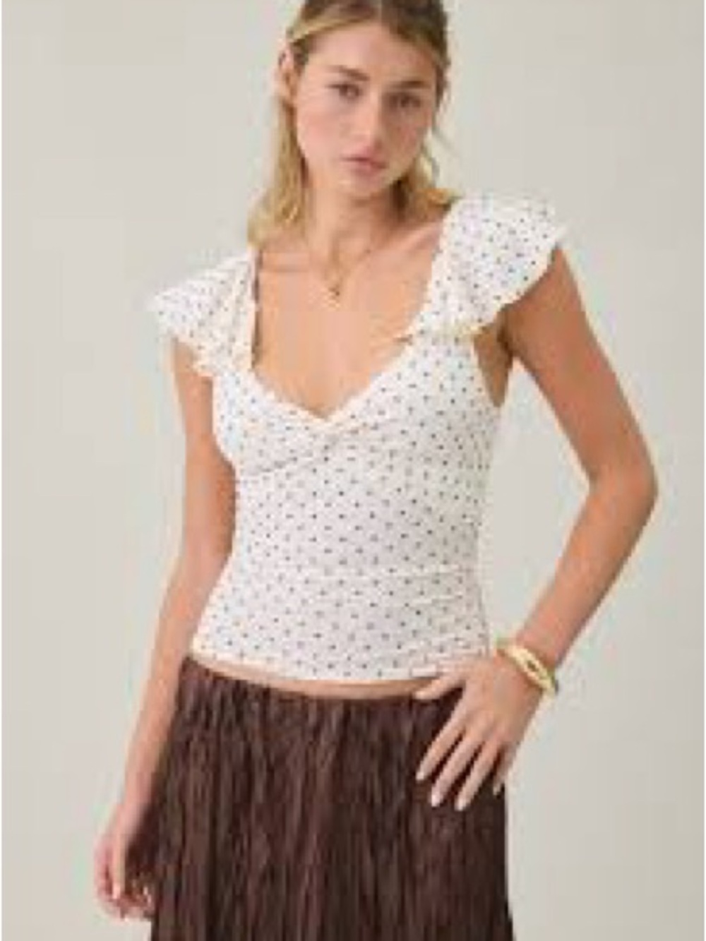 Kimchi Blue White Polka Dot Flutter Camisole NWOT